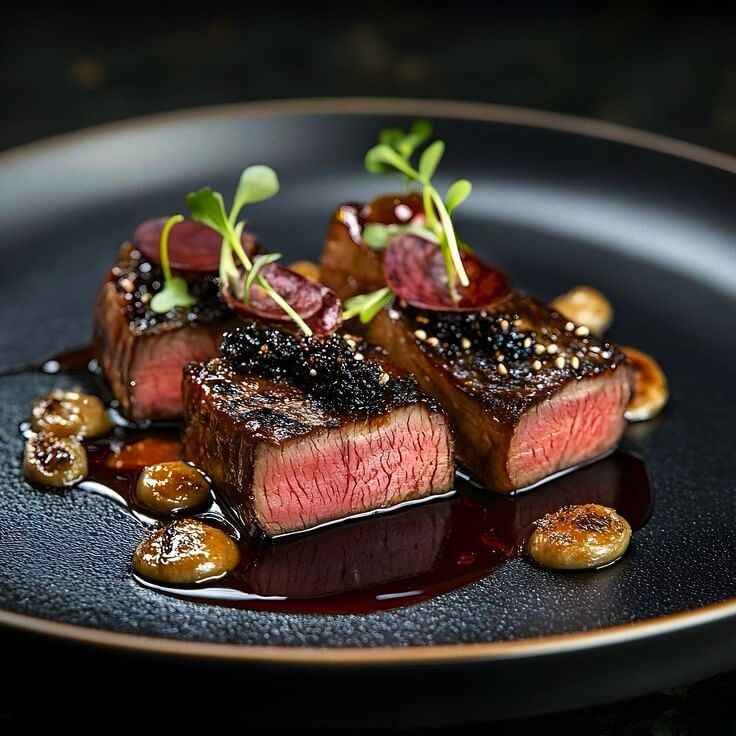 Seared Wagyu Beef Medallions dish